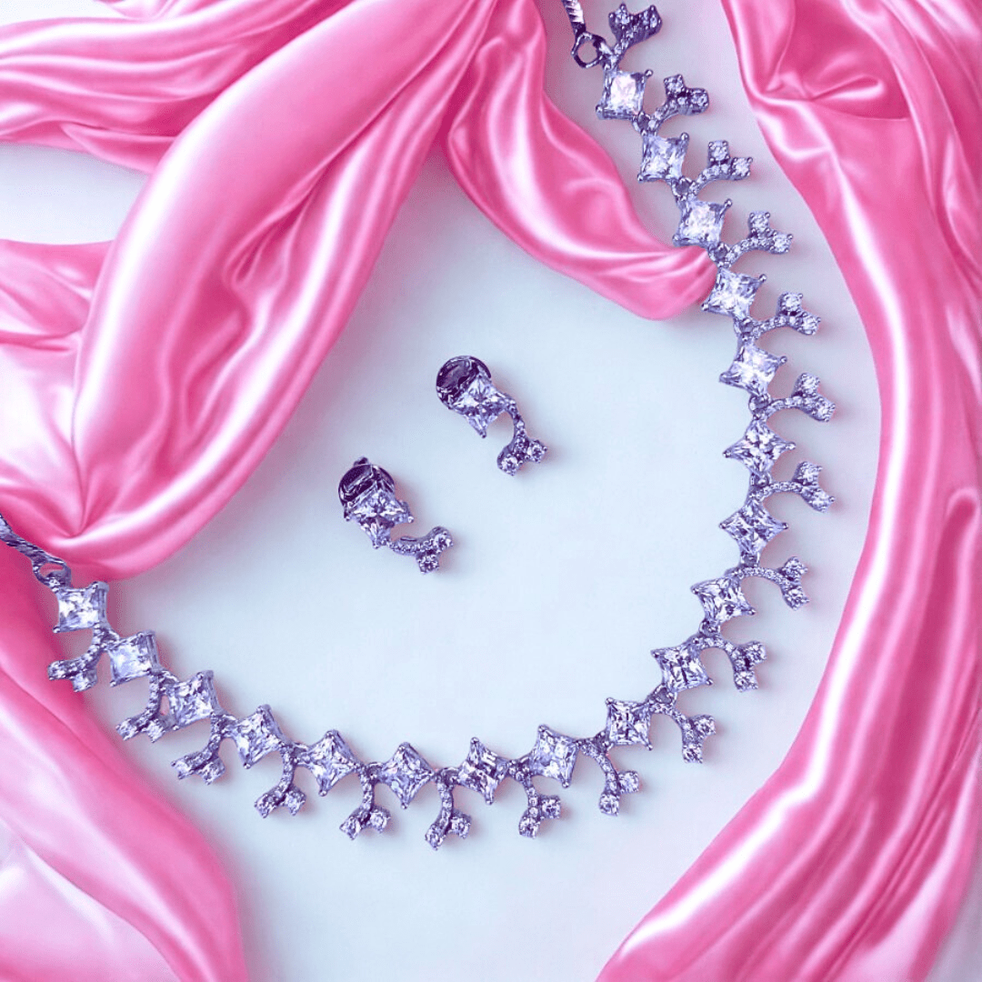 Dazzling Princess - Cut AD Necklace Set - Bellavera Jewels