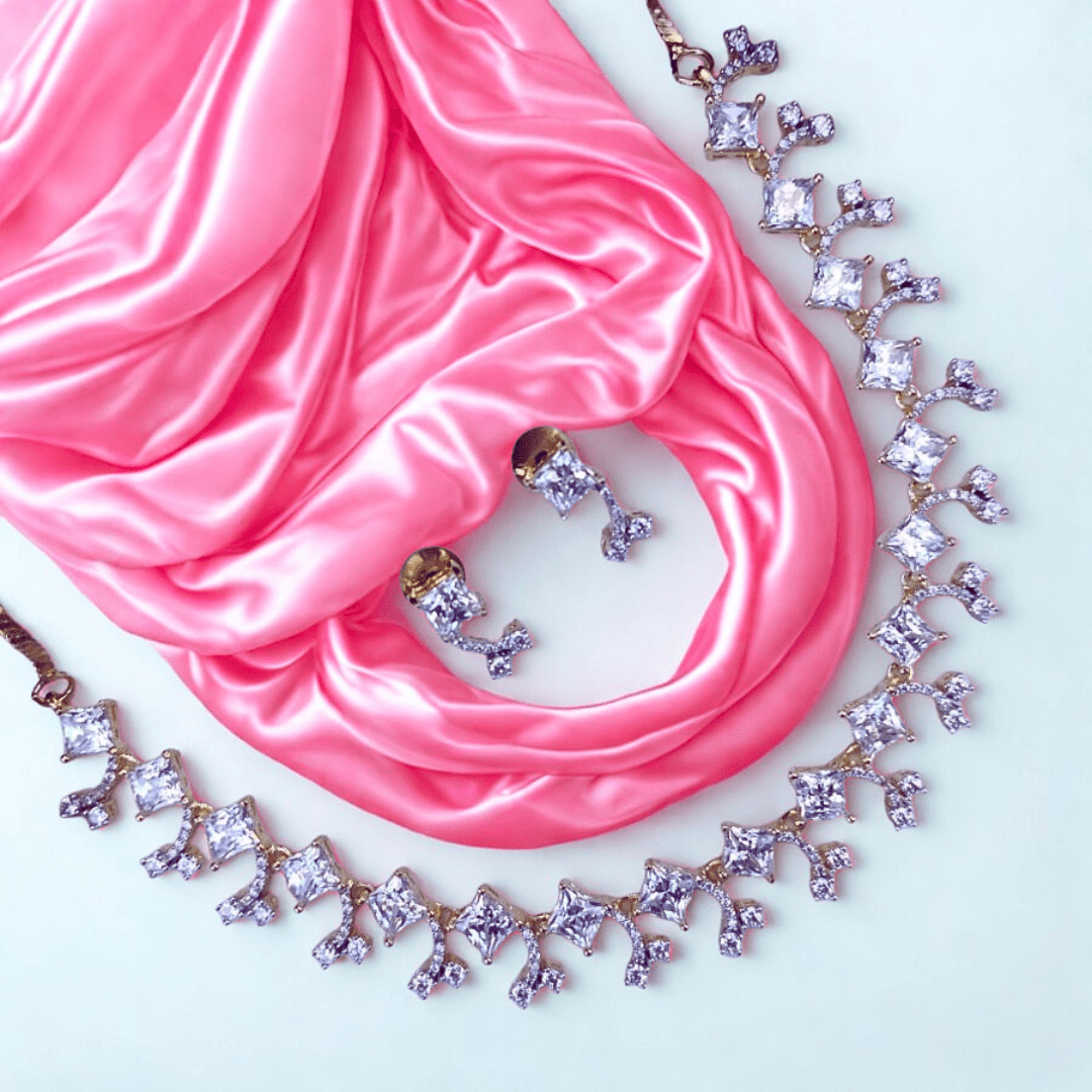 Dazzling Princess - Cut AD Necklace Set - Bellavera Jewels