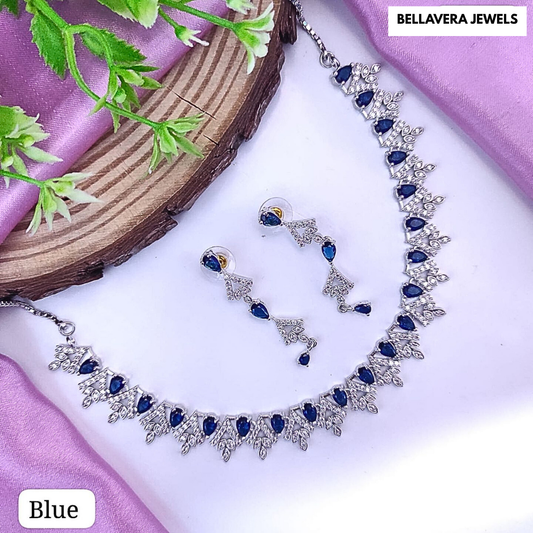 Designer Necklace Set with Sparkling Teardrop Stones