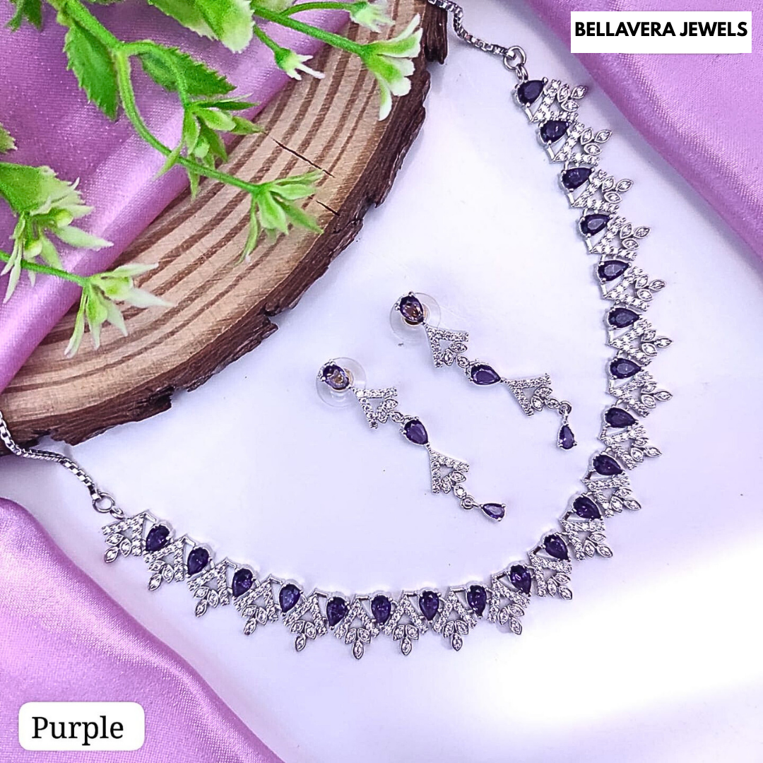 Designer Necklace Set with Sparkling Teardrop Stones