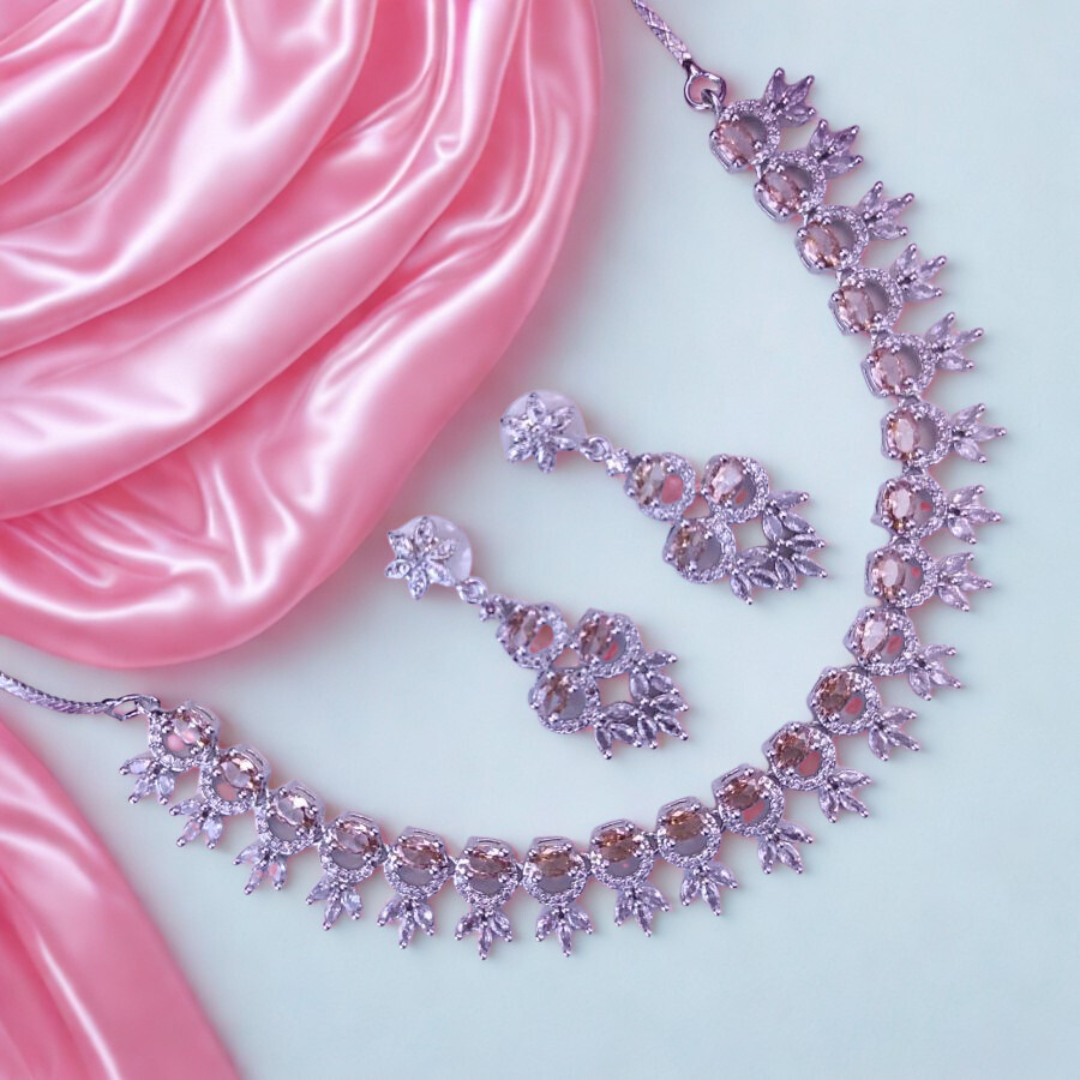 ElegantAmericanDiamondNecklaceSet-GOLDEN-ADNeck9028
