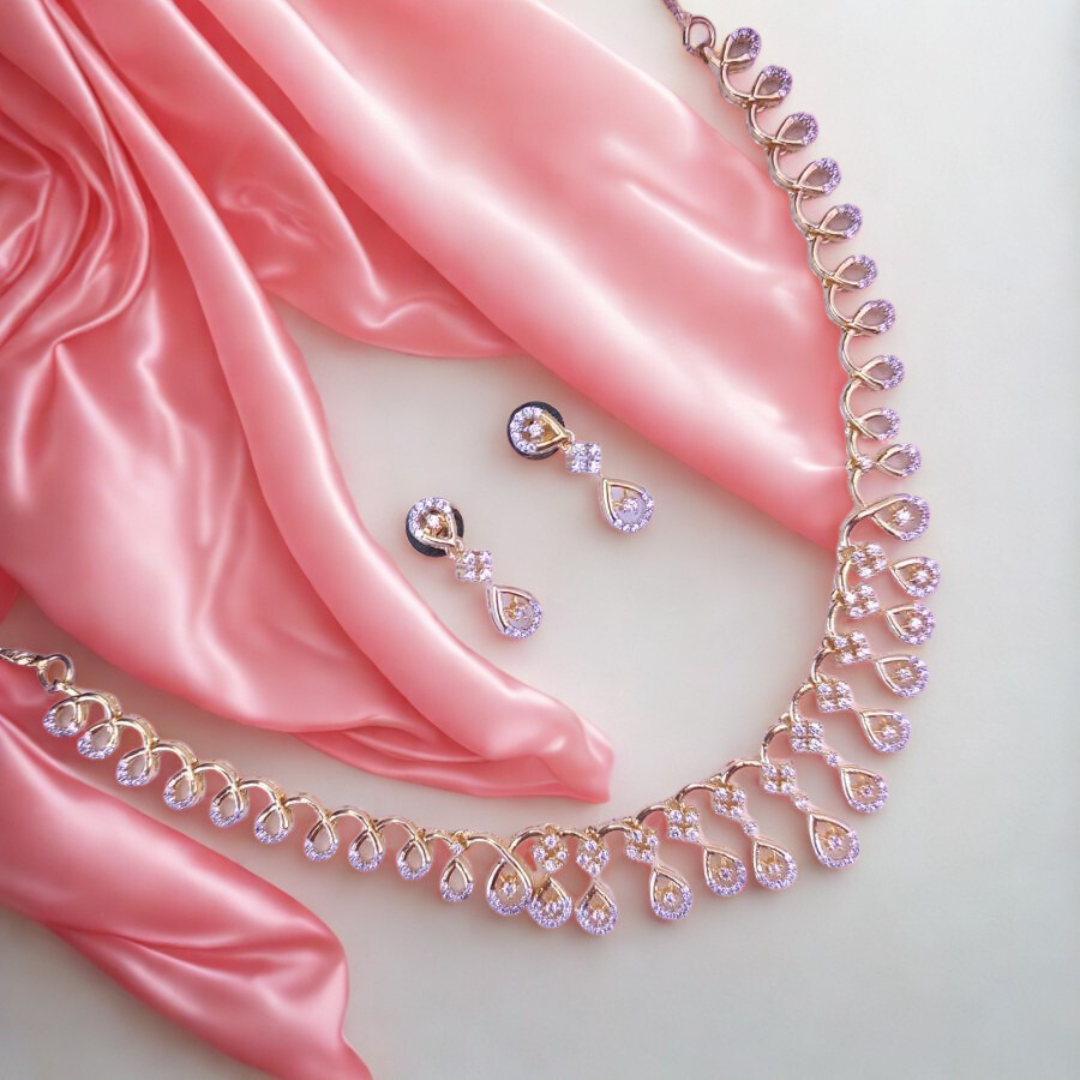 ElegantDrop-CurveCZNecklaceSetforWomen-GOLDEN-ADNeck9018