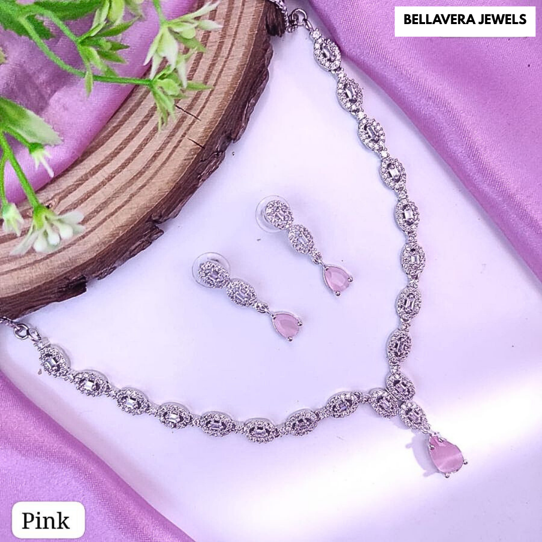 ElegantDropStoneNecklaceSet-PINK-ADNeck8660