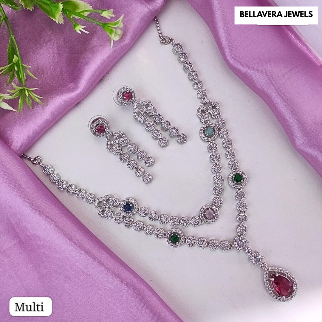 ElegantDual-LayerStone-StuddedNecklaceSet-MULTI-ADNeck8733