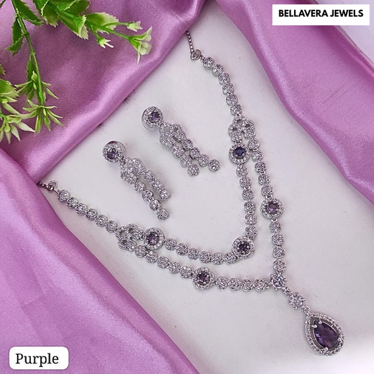 ElegantDual-LayerStone-StuddedNecklaceSet-PURPLE-ADNeck8728