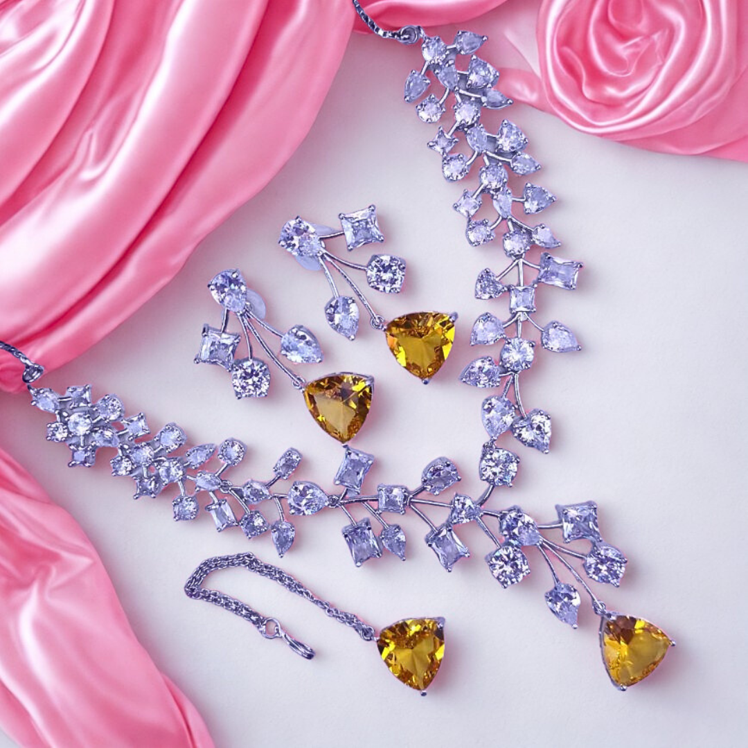ElegantFloralAmericanDiamondNecklaceSet-YELLOW-ADNeck8948