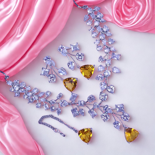 ElegantFloralAmericanDiamondNecklaceSet-YELLOW-ADNeck8948