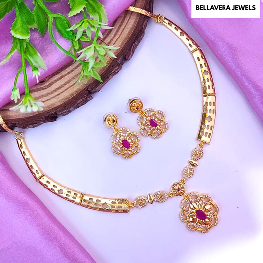 ElegantFloralGoldNecklaceSet-GOLD-ADNeck8507