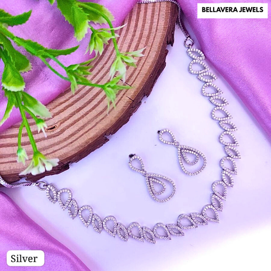 ElegantLoopDesignNecklaceSet-SILVER-ADNeck8603