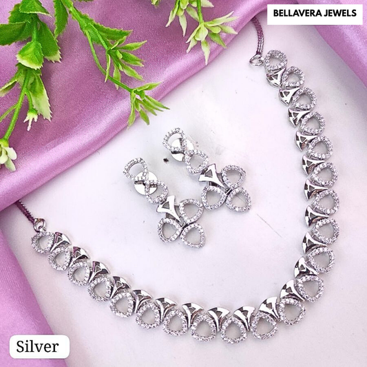 ElegantLoopDesignNecklaceSetwithMatchingEarrings-SILVER-ADNeck8742