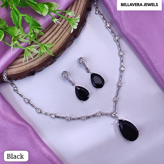 ElegantTeardropNecklace_EarringSet-BLACK-ADNeck8771