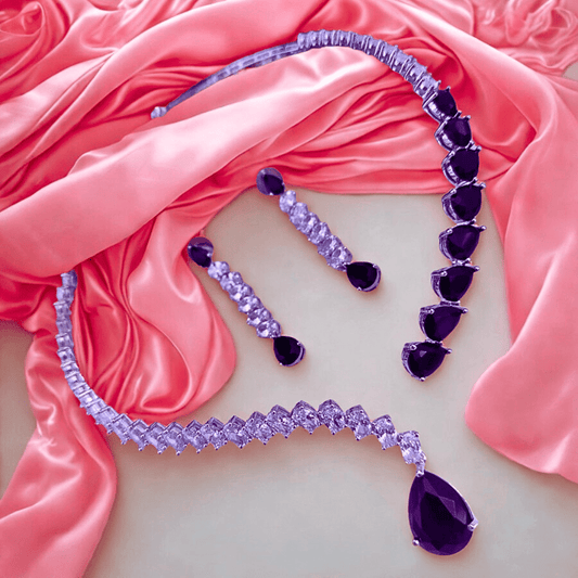 Elegant American Diamond Necklace Set with Pear - Cut - Bellavera Jewels