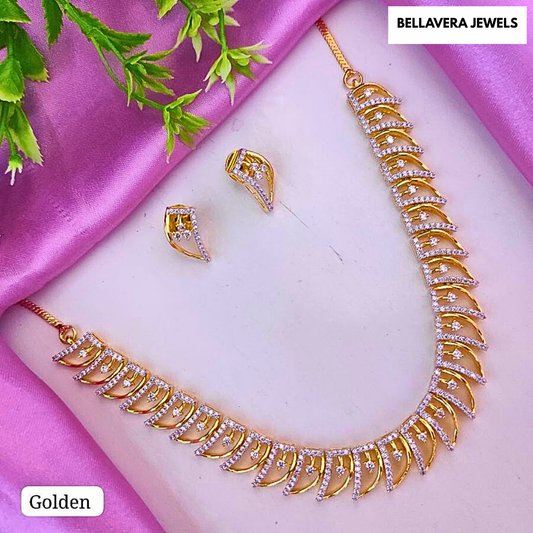 GleamLeaf Designer Necklace Set with Elegant Drop Earrings