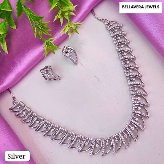 GleamLeaf Designer Necklace Set with Elegant Drop Earrings