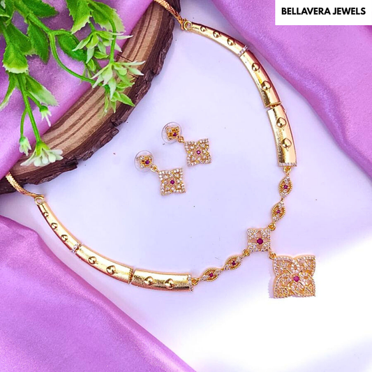 GoldFinishSquareFloralNecklaceSet-GOLD-ADNeck8503