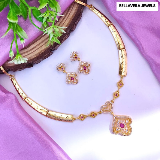 HeartCharmGold-PlatedNecklaceSet-GOLD-ADNeck8501