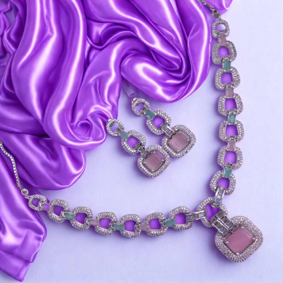 LuxuryAmericanDiamondNecklaceSet-MULTI-ADNeck9593