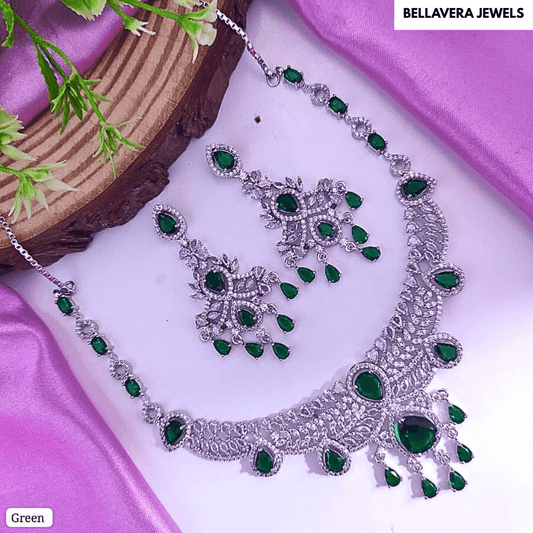 Royal Radiance Bridal American Diamond Necklace Set - Bellavera Jewels