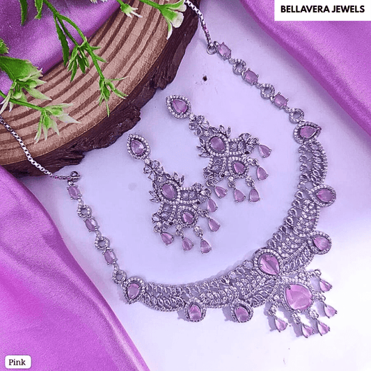 Royal Radiance Bridal American Diamond Necklace Set - Bellavera Jewels