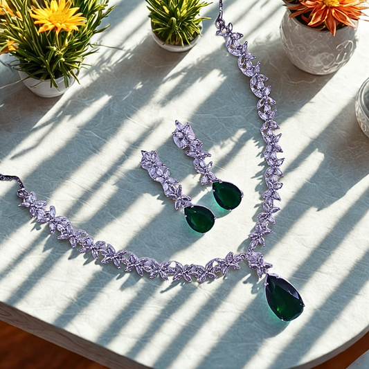 RoyalRadiance_TeardropPendantNecklaceSet-GREEN-ADNECK8773