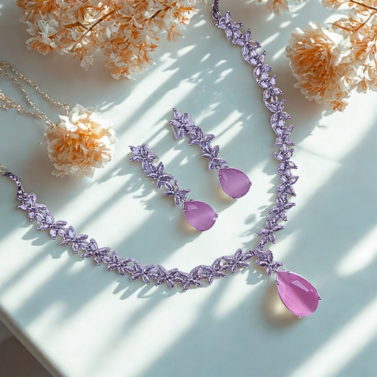 RoyalRadiance_TeardropPendantNecklaceSet-PINK-ADNECK8775