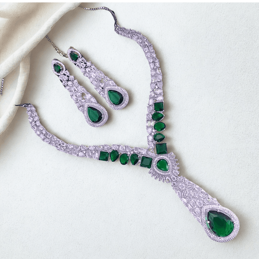 Royal Stone AD Necklace Set – Designer Bridal Jewelry for Weddings & Parties - Bellavera Jewels