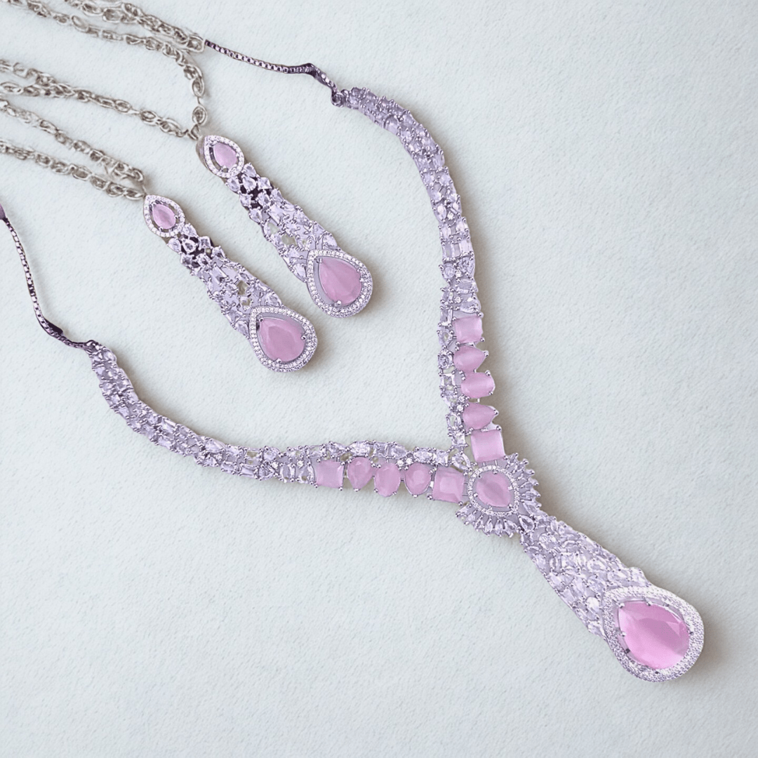 Royal Stone AD Necklace Set – Designer Bridal Jewelry for Weddings & Parties - Bellavera Jewels