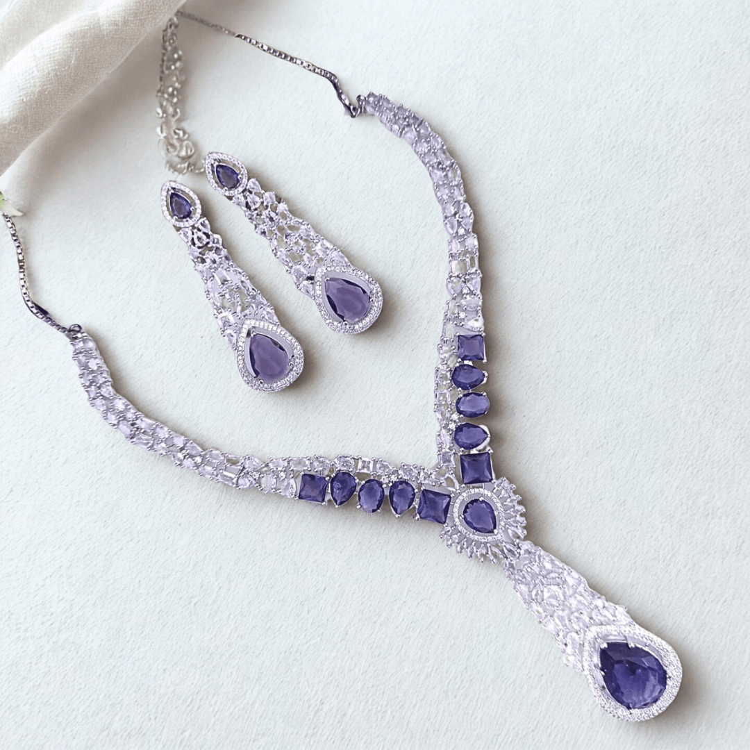 Royal Stone AD Necklace Set – Designer Bridal Jewelry for Weddings & Parties - Bellavera Jewels