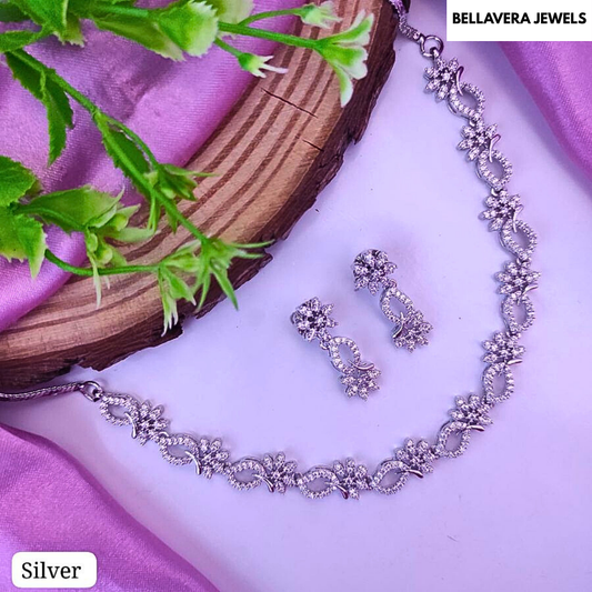 SparkleTwistFloralSilverNecklaceSet-SILVER-ADNeck8598