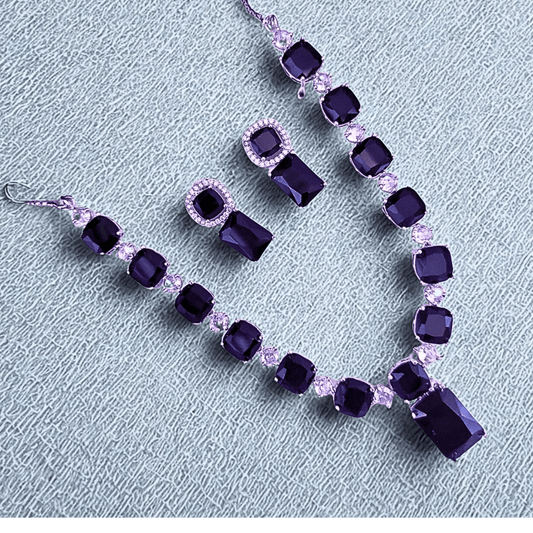 Statement American Diamond Necklace Set for Women | Bold Party Wear Jewelry for Weddings & Events - Bellavera Jewels