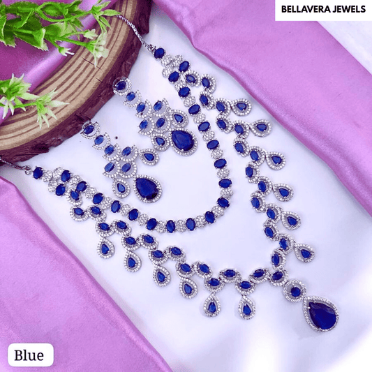 Statement Teardrop Stone Necklace Set - Bellavera Jewels