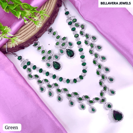 Statement Teardrop Stone Necklace Set - Bellavera Jewels