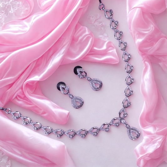 TeardropCZNecklaceSetforWomen-SILVER-ADNeck9015