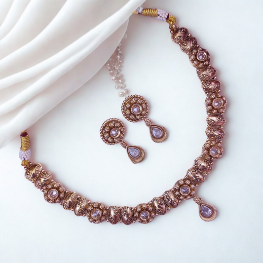 Traditional Gold Plated Indian Necklace Set-RN70_2