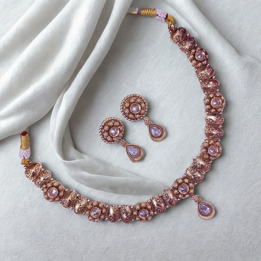 Traditional Gold Plated Indian Necklace Set-RN70_3