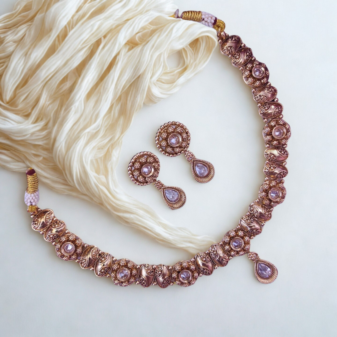 Traditional Gold Plated Indian Necklace Set-RN70_5